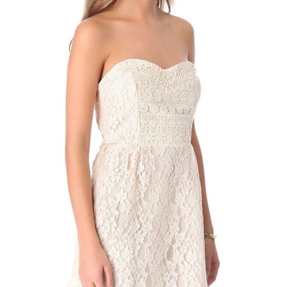Free People Dresses Womens 12 Ivory Lace Lined Strapless F304Y968 Fairy core Y2K - Picture 1 of 16